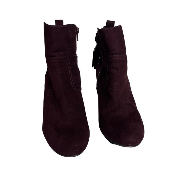 Charming Charlie Womens Wedge Boot Burgundy Zipper Tassel Size 9 - Picture 7 of 11